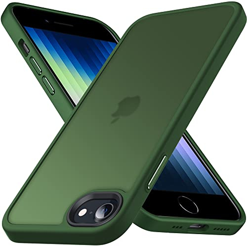 Anqrp Zero Series Kompatibel mit iPhone SE Hülle 2022, iPhone SE 2020 Hülle, Minimalistische Transluzente Matte Schutzhülle, Military Grade Handyhülle für iPhone 8/7/6s/6, Dunkelgrün