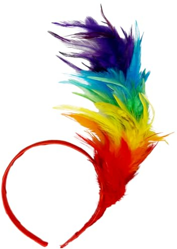 Balinco Regenbogen Feder Haarreif, Bunter Kopfschmuck ideal für Kostüme & Festliche Anlässe, Papagei-Thema, Karneval, Fasching