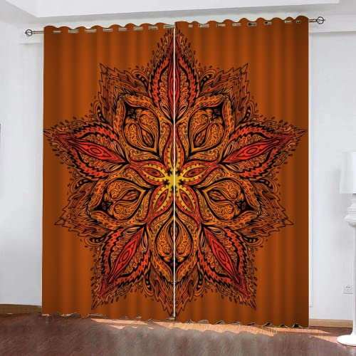 HABEAT 3D Mandala Gardinen Abdunkelnde Retro Bohemian Kindervorhänge Vorhang mit ösen 2er Set Vorhänge Blickdicht Verdunkelungs für Kinderzimmer Schlafzimmer Wohnzimmer B 140 X H 160 cm