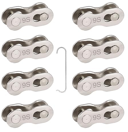 WUDQIJI Fahrrad Missing Link Fahrradkettenglied 8 Paar kettenschloss 9 fach Fahrradkette Fahrrad Kettenverschluss-Glied Kettenglieder Quick Link für 9 Geschwindigkeitskette(9 fach)