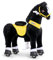 PonyCycle Reitpferd auf Rollen, für Kinder 4–7 Jahre, 90cm Hoch, Spielpferd zum Reiten mit Handbremse, Reittier auf Rollen, Schwarzes Reitpony mit Rollen, Basis Modell E - E438
