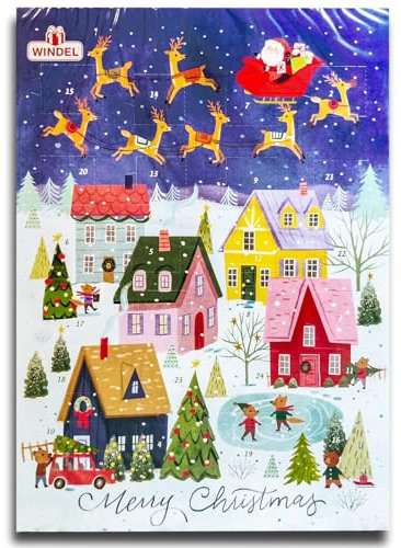 Santa Weihnachtsdorf - Adventskalender mit Schokolade Schoko Weihnachts Kalender
