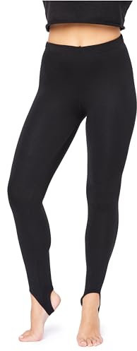Bellivalini Damen Thermo Leggings Gefüttert mit Fußschlaufe für Winter Warme Apre Ski BLV50-321 (Schwarz, S)