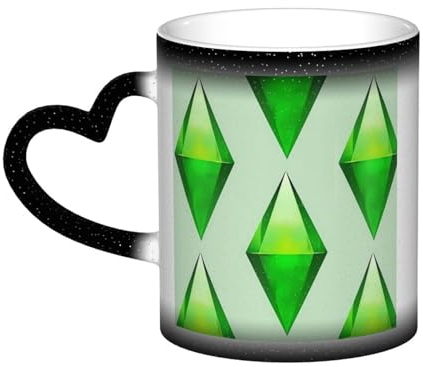 Tasse, Keramik-Kaffeetasse mit Farbwechsel, Teetasse für Küche, Restaurant, Büro, 330 ml, The Sims Plumbob