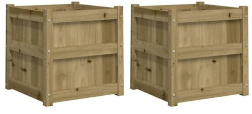 vidaXL Jardinières 2 pcs, Lits Surélevé, Bacs à Fleurs, Pots de Plantes, Boîtes à Fleurs Jardin Patio Terrasse, Bois de Pin Imprégné