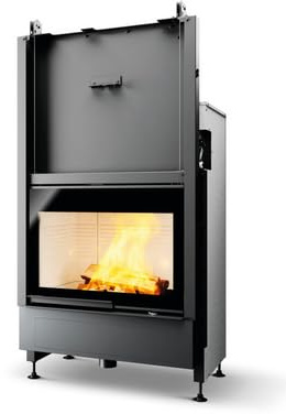Palazzetti Camino Ventilato a Legna ECOMONOBLOCCO WTX 80F N18 con Focolare in Thermofix, Porta Saliscendi, Potenza 17.8 kW, Rendimento 86.9%, Sistema di Riscaldamento a Convezione Naturale