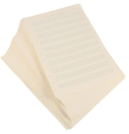 VILLFUL Nachfüllpackung 3mm Abstand für Notenmanuskript Notizbuch mit 100 Blatt Weißem Musikmanuskriptpapier 10 Reihen Geeignet für Schüler und Musiker