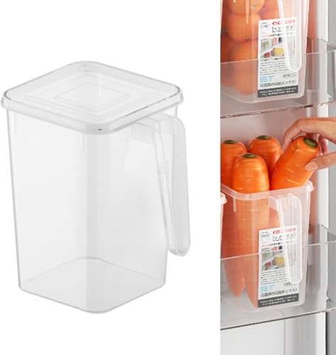 SIXRUN Fridge Side Door Storage Containers, Refrigerator Side Door Storage Box Clear Vegetable Egg Fridge Door Organizer Container with Lid for Kitchen