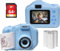 Denver Kids Sofortdruckkamera mit 150 Fotopapier & 64GB SD-Karte - Wiederaufladbar, 10X Zoom Foto, 1440P HD Video Digitalkamera für Kinder mit 4 Spielen, Selfie Objektiv & Foto Cartoon Rahmen - Blau