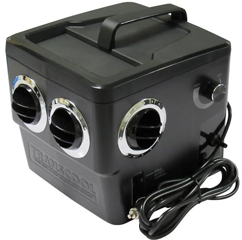 Transcool Evaporative Air Cooling Fan Black 12V/24V/240V (4 Vent Portable Home Spot Cooler)
