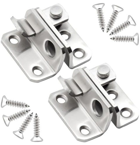 Ruidee 2Pcs Flip Latch Stainless Steel Safety Door Lock Catch Sliding Door Bolt Latch Right Open Gate Latches for Window Garden Door (YKMS)