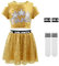 LOLANTA Tanzoutfits mit Pailletten für Mädchen, glitzernde Jazz Hip Hop Tanzkleidung, bauchfreie Oberteile mit Rock, Gold, 8-9 Jahre, 140