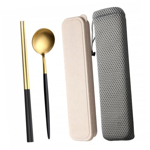 Garneck Y De Metal Kit De Cubiertos 304 Acero Inoxidable Ligero Bolsa y Caja Portátil