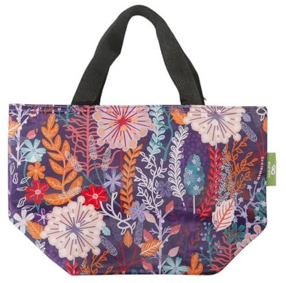 ECO CHIC Lightweight Foldable Insulated Lunch Bag Water Resistant Cooler Bag (Lush Floral Purple)