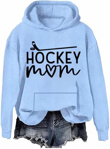 Hockey Mom Hoodie, Hockey Mom Sweatshirt, Hockey-Sweatshirts für Damen, Hockey-Pullover, Hoodie, Hockey-Liebhaber, Geschenk, himmelblau, S