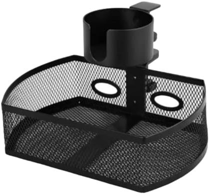 SiaBiced Organizador de escritorio de malla con cajón debajo del escritorio, bandeja de hierro que gira 360 grados, canasta de almacenamiento resistente debajo