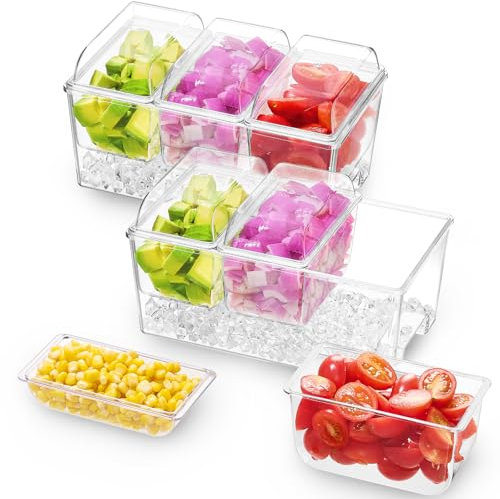 Lifewit Boite Fruit, Snack Box 3 Compartiments, Boite a Bonbon, Plateau Aperitif, Plats, Coupelle avec Couvercles, Service à Condiments, Pot a Epices, Boite a Epice Cuisine Rangement, 2 Pièces