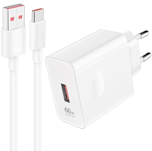 66W Cargador USB y 6A 1m Cable USB C para Honor 400 90 70 Magic Magic 7 Lite V3 V2 RSR X9c Pad2 para Huawei MatePad Tablet, Carga Rápida Supercarga Adaptador Cargador para Honor 200 X6b X8a X7a X6a