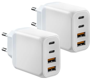 USB C Ladegerät, 40W 4-Port Multi-Port Ladegerät Quick Plug Type C + USB A Power Adapter für iPhone 15 14 13 Pro Max 12 11 SE XS XR iPad Samsung S22 S23 S24 Ladebuchse Charger
