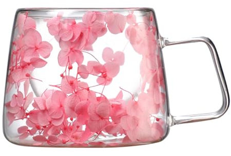 Taza transparente con flores - Taza de café floral de vidrio, linda taza de flores | Taza de café con flores de 200 ml, tazas de café de primavera, taza decorativa de vidrio transparente para café, té