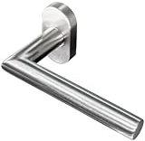 METALUSTIC Türgriffe Oval Rosette edelstahl für Haustür und Innentüren | Stift 8mmx165 mm, zwei Oval Rosette, 8 Schrauben | Universal-Türgriff Drückergarnitur Silber