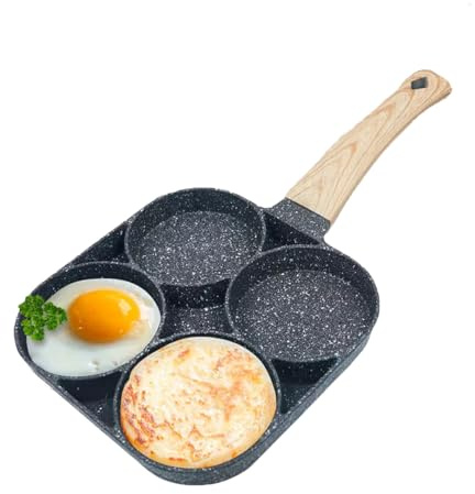 sports flyfree Pancake Pfanne Spiegeleipfanne Frühstückstopf mit 4 Loch Augenpfanne Antihaft-Aluminium Pfanne