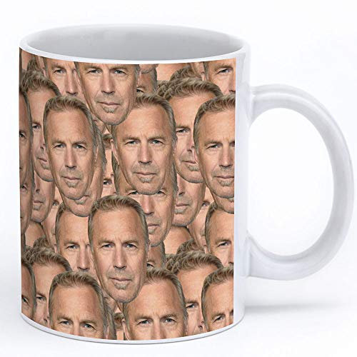 SdetYuia Kevin Costner Tasse, 325 ml, weiße Keramik-Kaffeetasse mit Kevin Costner Collage