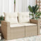 Juroupi Gartensofa mit Kissen 2-Sitzer GartenmöBel Terrassensofa Outdoor Sofa Balkon Outdoor Couch Loungesofa Outdoor Beige Poly Rattan - 366078