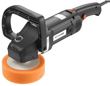 Pulidora profesional de 1600 W, 8 velocidades variables, juego de 24 unidades con plato de pulido de 180 mm, mango D extraíble y mango lateral, para encerar y pulir coches