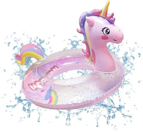 Bouée Licorne Adulte Enfant, Darryy Bouee Gonflable Piscine Ado, Anneau de Natation Licorne, Bouee Paillettes, Eté, Plage, Fête de La Natation (Rose Pastel, 90)