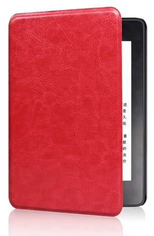 Hülle für 2024 7 Kindle Paperwhite 12. Generation und Kindle Colorsoft Signature Edition, schlankes, kratzfestes PU-Leder-Cover mit Handschlaufe, automatische Einschlaf-/Weckfunktion (Rot)