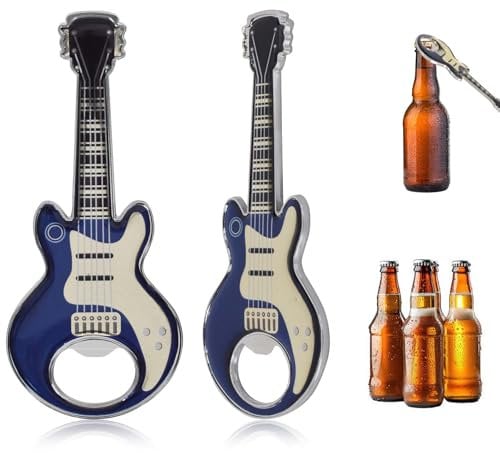 Flaschenöffner Gitarre,2 Stück Bieröffner,Tragbare Kapselheber, Lustig Edelstahl Bottle Opener,mit Magnet,Geschenke für Musiker,für Getränke, Apfelwein,für Home Pub Outdoor Männer