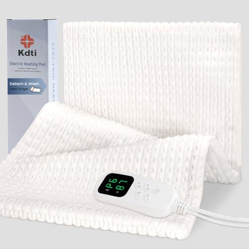 Kdti Heizkissen mit Abschaltautomatik, Abnehmbarer und Waschbarer Bezug Elektrische Wärmekissen Extra weiches Flanell für Rücken Nacken Schulter Bauch (30,5x61CM)