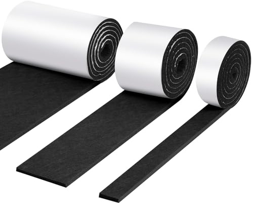 OSDUE Feutrine Autocollante, 3 Rouleaux Patins en Feutre Auto-adhésifs Antiderapant Feutre Adhesive Découpe Libre Toute Taille Protège Vos Meubles Et Plancher en Bois Beige 120cm*10cm /5cm/2cm, Noir