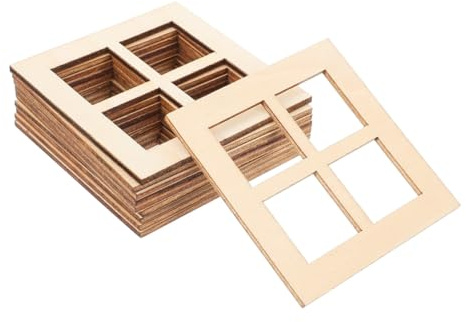 Uonlytech Miniatur Holzfenster 20 Stück 7cm Vier Stück Für Puppenhaus Selbstgemacht Miniaturhaus Dekoration Und Bastelprojekte