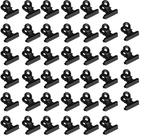 Newoutset 40 Stk Bulldog-Clips, 22,5mm, schwarz, für Büro | Metallklammern als Briefklemmer und Fotoclips, vielseitige Papierklemmen für Küche, Poster und Fotos