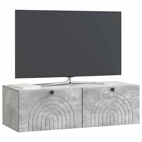 vidaXL Wandmontierter TV-Schrank Betongrau 99 x 41 x 30 cm, Modernes Wohnzimmer Lager, rechteckiges Design, Wandregal, praktische Medieneinheit, viele Entertainment Plätze