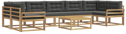 vidaXL Outdoor-Sofagarnitur mit Kissen 6 pcs Weiß und Anthrazit, Outdoor-Sofa-Set, modernes modulares Design, Akazienholz-Gartenmöbel, Flexible Patio-Lounge