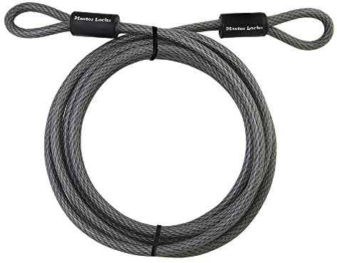 Master Lock 72DPF Braided Steel Looped Ends and 3/8 in. Diameter, Black, 15 ft. Cable