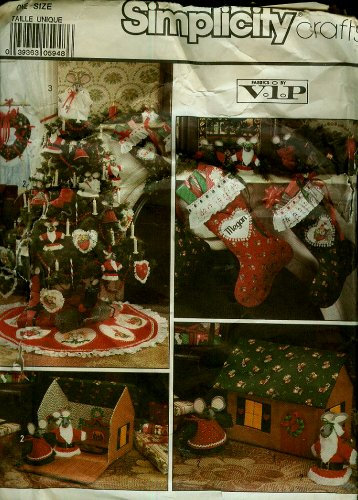 Simplicity Crafts Pattern 8771 (Topolino & Cuore Ornamenti di Natale, Casetta del mouse, Decorazione dell'albero e Calze)