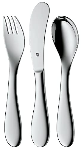 WMF Knuddel Kinderbesteck Mini 3-teilig, Kinderbesteck ab 1 Jahr, Cromargan Edelstahl poliert, Gravurgeschenk, spülmaschinengeeignet