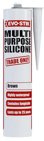 EVO-STIK Multipurpose Silicone Sealant, Waterproof + Mould Resistant, For Interior and Exterior Use, Colour: Brown