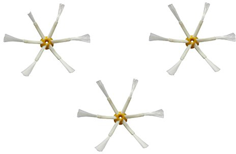 MIRTUX Kit de 3 Cepillos Laterales de 6 Aspas Compatible con Roomba Serie 500, 600 y 700 (Todos los Modelos) - Recambios para Roomba de Alta Eficiencia - Repuestos para Roomba