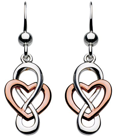 Dew Sterling Silver and Rose Gold Plate Heritage Celtic Looped Heart Drop Earrings