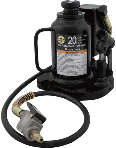 Omega 18209 Black Low Profile Hydraulic Welded Bottle Jack - 20 Ton Capacity
