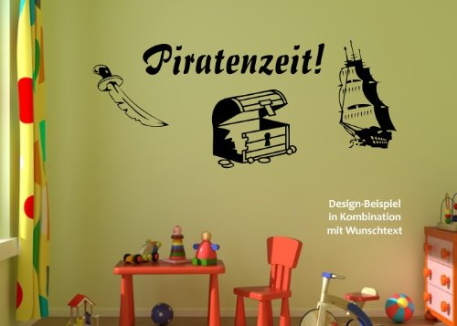 Wandtattooladen Wandtattoo - Piraten 3er-Set Größe:45cm Farbe: Schablone