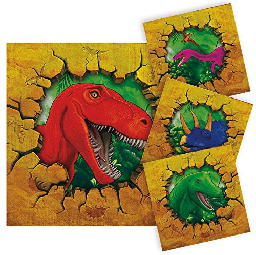 Folat 61852 NEU Servietten Dino Party, ca. 25x25 cm, 16 Stück