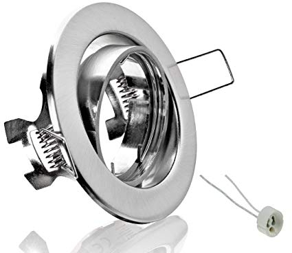 Metall Einbaustrahler Eisengebürstet Rund schwenkbar ideal für LED mit GU10 Fassung 230V (GU10 Eisengebürstet)