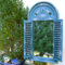 Antikas - Specchio finestra di colore blu irrigazione - Specchio da parete decorativo - Specchio a forma di finestra