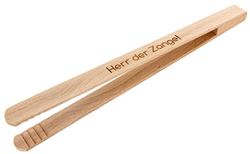 GRAVURZEILE Holz Grillzange mit Gravur - Herr der Zange - Geschenk für Männer zum Grillen - Geschenkidee zum Vatertag für Papa - aus Buchenholz 30 cm